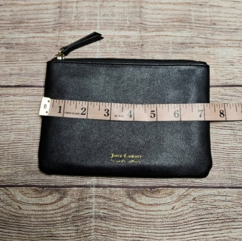Juicy Couture black faux leather cosmetic clutch bag
